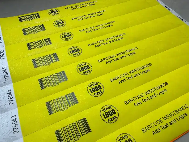 Barcode Wristbands Tyvek Yellow